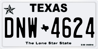 TX license plate DNW4624