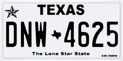 TX license plate DNW4625