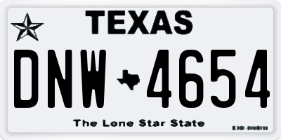 TX license plate DNW4654