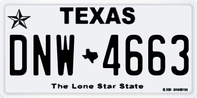 TX license plate DNW4663