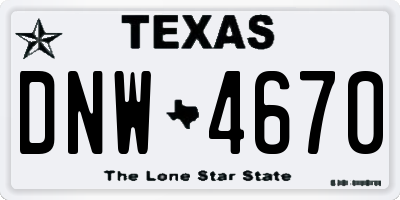 TX license plate DNW4670
