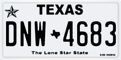 TX license plate DNW4683