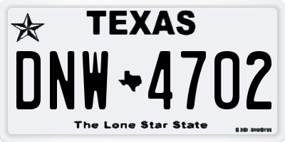 TX license plate DNW4702