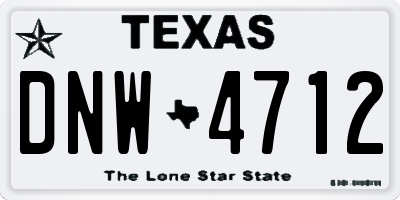 TX license plate DNW4712