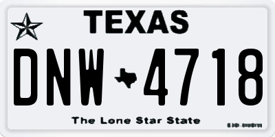 TX license plate DNW4718