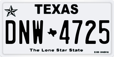 TX license plate DNW4725