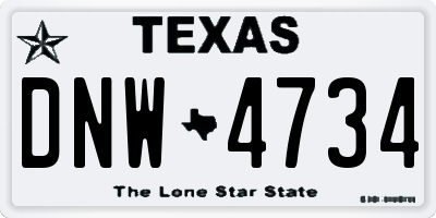 TX license plate DNW4734