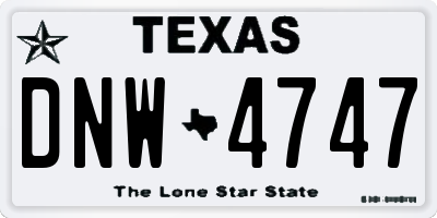 TX license plate DNW4747
