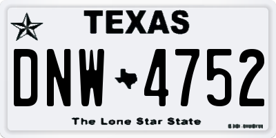 TX license plate DNW4752
