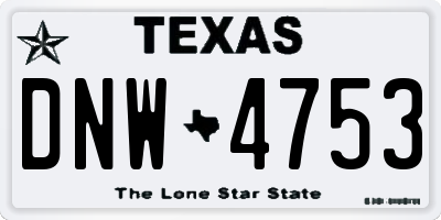 TX license plate DNW4753