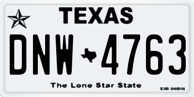 TX license plate DNW4763