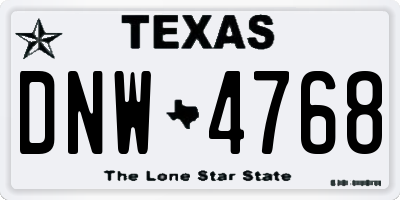 TX license plate DNW4768