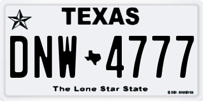 TX license plate DNW4777