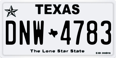 TX license plate DNW4783
