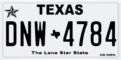 TX license plate DNW4784