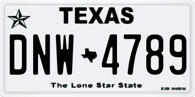 TX license plate DNW4789