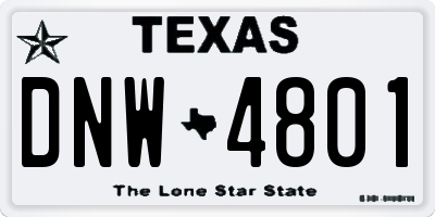 TX license plate DNW4801