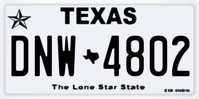 TX license plate DNW4802