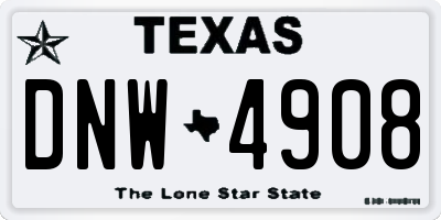 TX license plate DNW4908