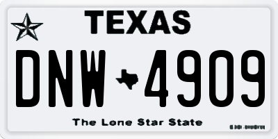 TX license plate DNW4909