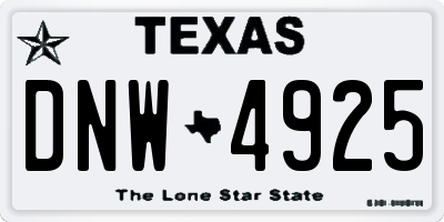 TX license plate DNW4925