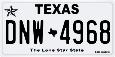TX license plate DNW4968