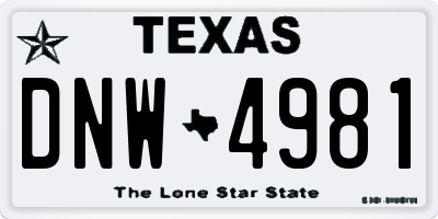 TX license plate DNW4981