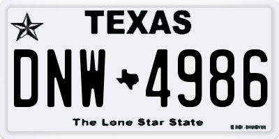 TX license plate DNW4986