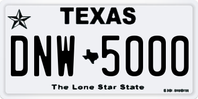 TX license plate DNW5000