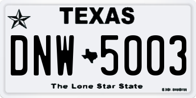 TX license plate DNW5003