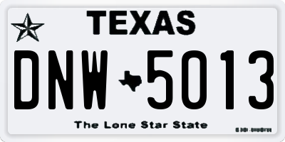 TX license plate DNW5013