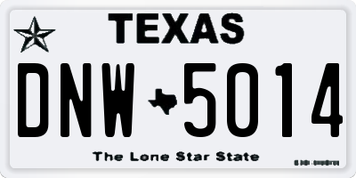 TX license plate DNW5014