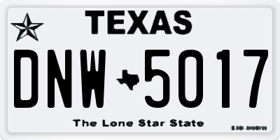 TX license plate DNW5017