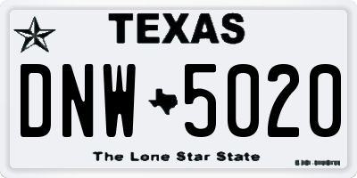 TX license plate DNW5020