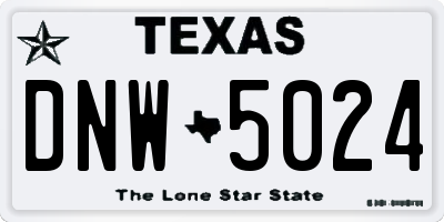 TX license plate DNW5024
