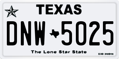 TX license plate DNW5025