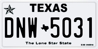 TX license plate DNW5031