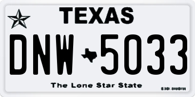 TX license plate DNW5033