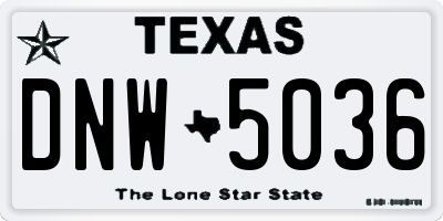 TX license plate DNW5036
