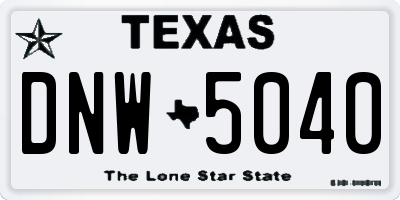 TX license plate DNW5040