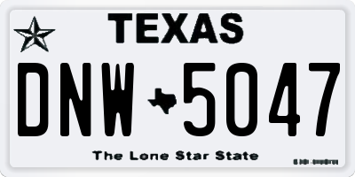TX license plate DNW5047