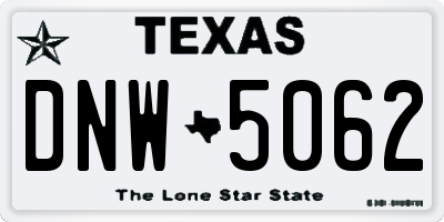 TX license plate DNW5062