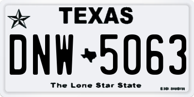 TX license plate DNW5063