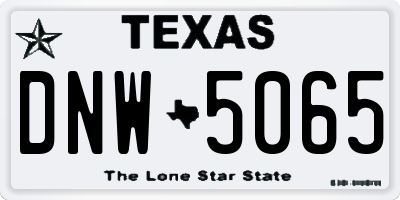 TX license plate DNW5065