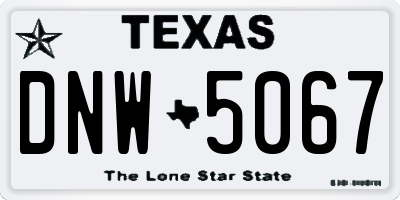 TX license plate DNW5067