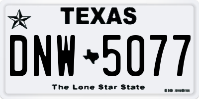 TX license plate DNW5077