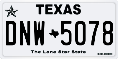 TX license plate DNW5078