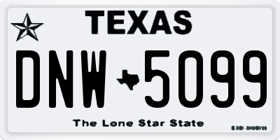 TX license plate DNW5099
