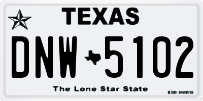 TX license plate DNW5102