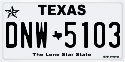 TX license plate DNW5103